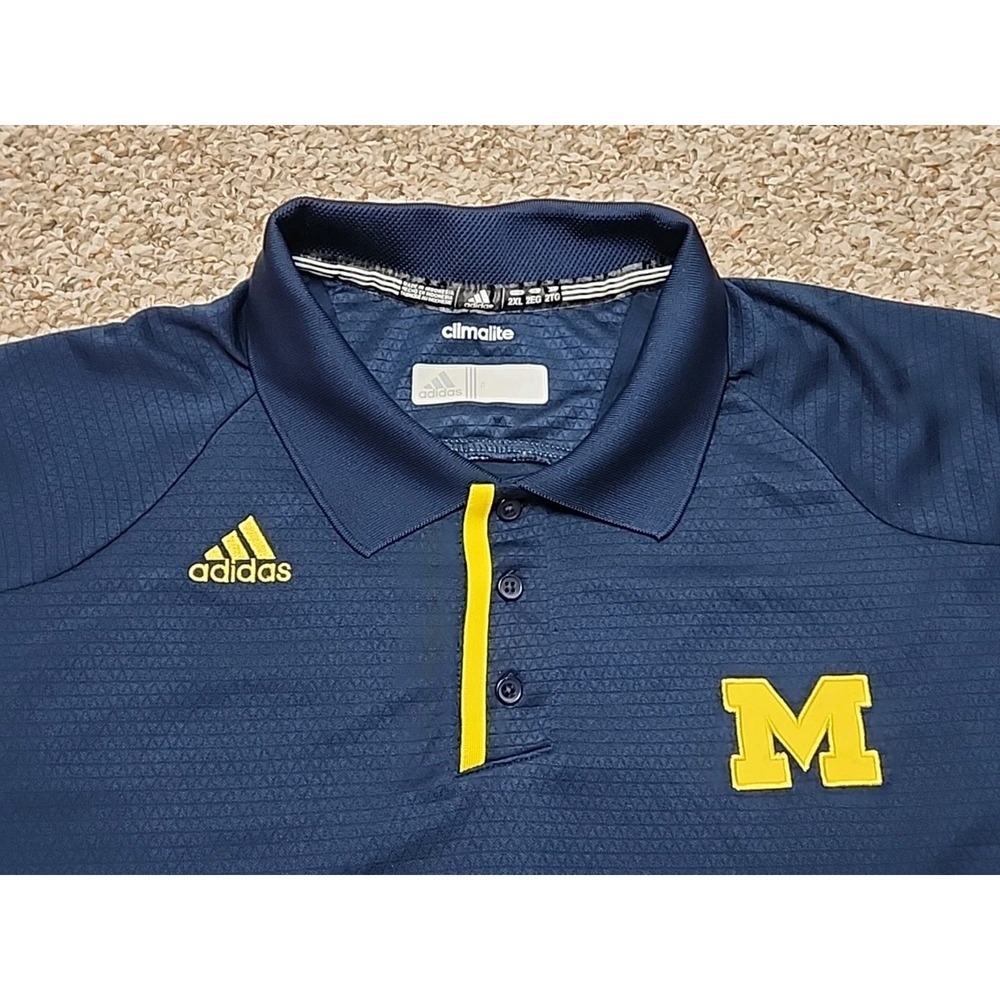 Michigan Wolverines Adidas Polo Shirt  Blue Climalite 2XL 2013